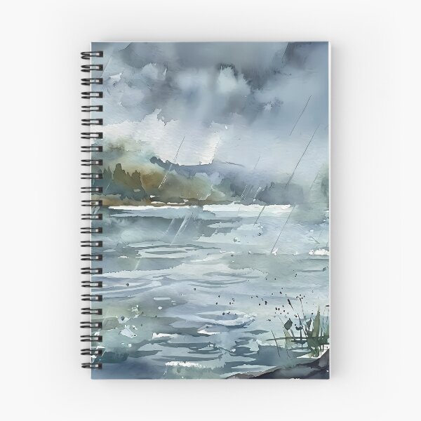 Item preview, Rain on a lake. Watercolor designed and sold by Mia's Menagerie.