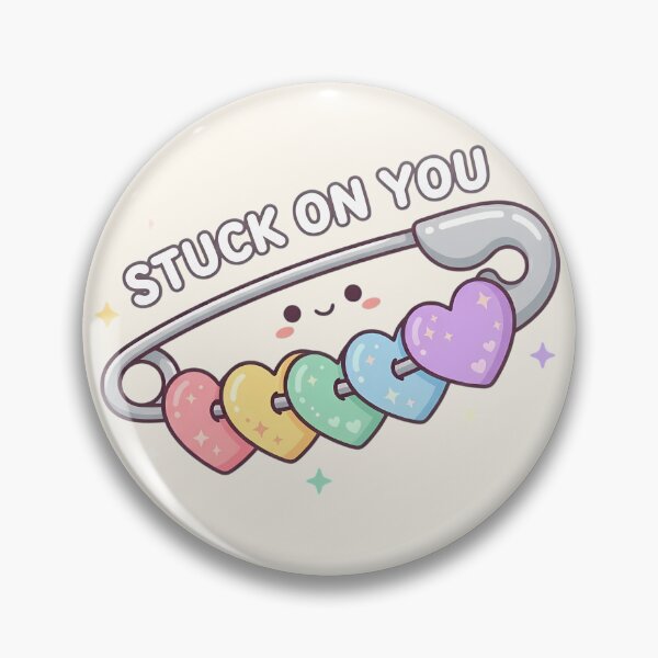 Item preview, Kawaii Safety Pin with Pastel Hearts Stuck on You designed and sold by jo-e-basta.