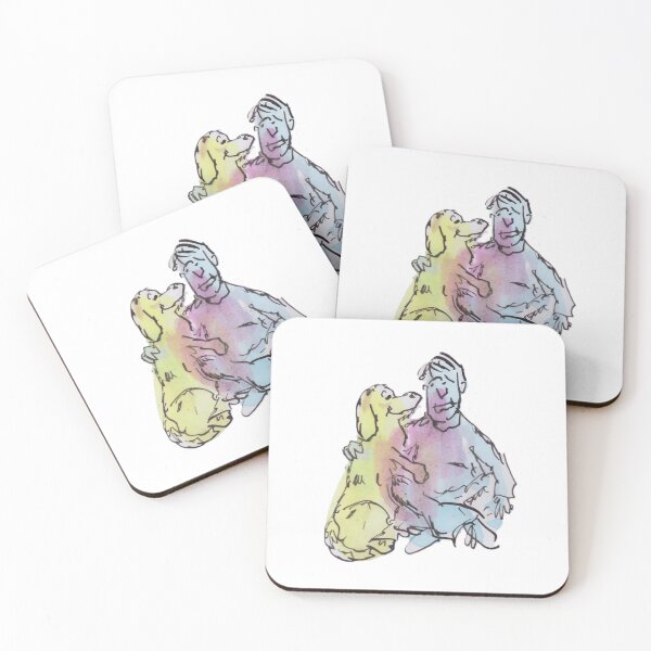 Item preview, Colourful man and his dog designed and sold by Inky Fingers Illustrations.