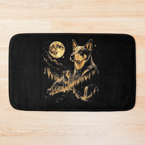 Item preview, Vintage Australian Cattle Dog Blue Heeler Howling At Full Moon In Forest designed and sold by DaphoLatara.