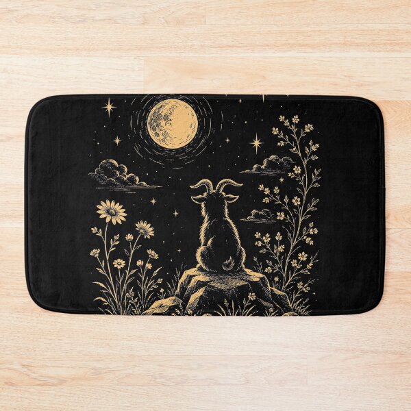 Item preview, Moon Gazing Goat Under Full Moon | Vintage Night Floral Goat Art | Celestial Cottagecore Illustration designed and sold by Spyshirt.