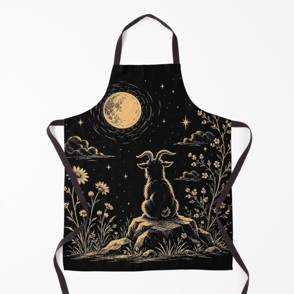 Item preview, Moon Gazing Goat Under Full Moon | Vintage Night Floral Goat Art | Celestial Cottagecore Illustration designed and sold by Spyshirt.