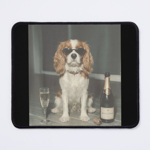 Item preview, Funny Cavalier King Charles Spaniel Wearing Sunglasses Drinking Champagne At Party designed and sold by DaphoLatara.