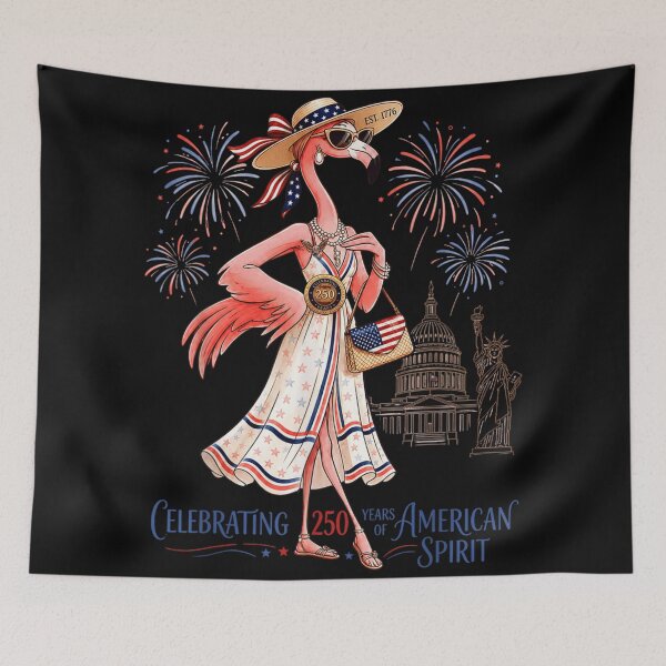 Item preview, Patriotic Flamingo Celebrating America Two Hundred Fifty Years Semi Quincentennial Anniversary designed and sold by DaphoLatara.