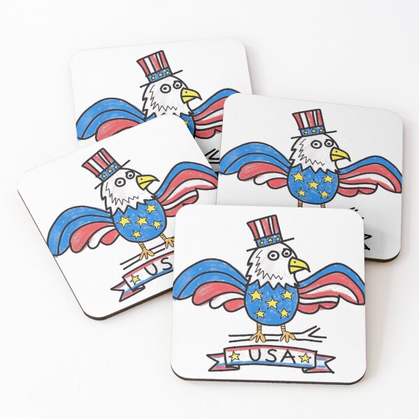Item preview, Funny Derpy Bald Eagle Wearing Uncle Sam Top Hat Patriotic USA Cartoon designed and sold by DaphoLatara.
