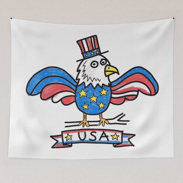 Item preview, Funny Derpy Bald Eagle Wearing Uncle Sam Top Hat Patriotic USA Cartoon designed and sold by DaphoLatara.