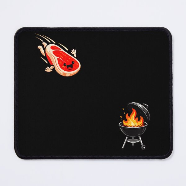 Item preview, Cute Cartoon Steak Meat Character Flying High Flying Fast Into Hot BBQ Grill designed and sold by HarinDonreka.