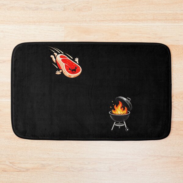 Item preview, Cute Cartoon Steak Meat Character Flying High Flying Fast Into Hot BBQ Grill designed and sold by HarinDonreka.