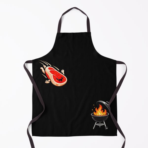 Item preview, Cute Cartoon Steak Meat Character Flying High Flying Fast Into Hot BBQ Grill designed and sold by HarinDonreka.
