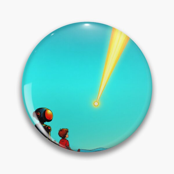 Item preview, Retro Robot Child Watching Shooting Star designed and sold by AnalogCosmos.