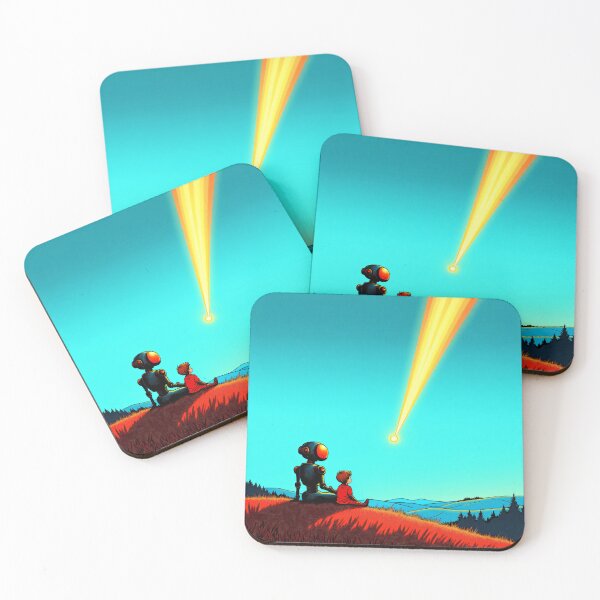 Item preview, Retro Robot Child Watching Shooting Star designed and sold by AnalogCosmos.