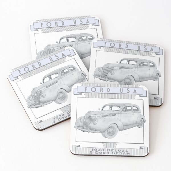 Item preview, Ford Deluxe 1938 2 Door Sedan Hand-drawn designed and sold by Classic Car Art Drawings.