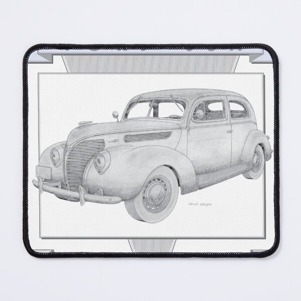 Item preview, Ford Deluxe 1938 2 Door Sedan Hand-drawn designed and sold by Classic Car Art Drawings.