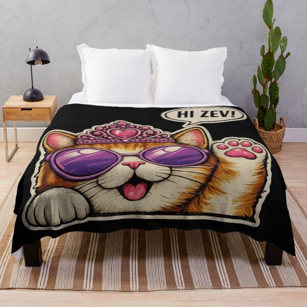Item preview, Cute Orange Tabby Cat Princess Wearing Crown Sunglasses Saying Hi Zev designed and sold by HarinDonreka.