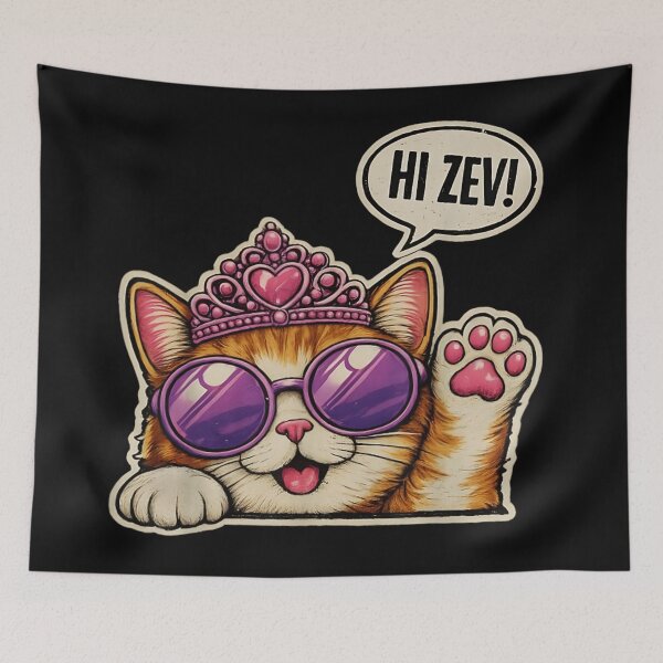 Item preview, Cute Orange Tabby Cat Princess Wearing Crown Sunglasses Saying Hi Zev designed and sold by HarinDonreka.