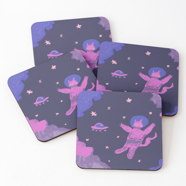 Item preview, Cute Cosmic Astronaut Cat in Space Flying with UFO designed and sold by Kapsula2023.