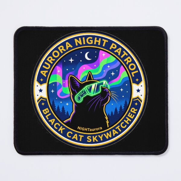 Item preview, Cyberpunk Black Cat Aurora Night Patrol Retro designed and sold by Oommen Studio .