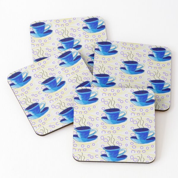 Item preview, Cute blue cup and saucer set in bubble background  designed and sold by Shukasya-Arts.