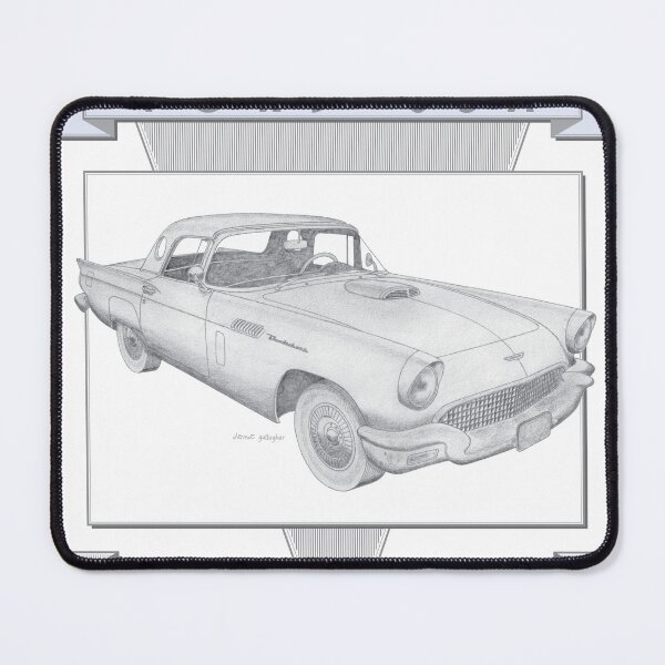 Item preview, Ford Thunderbird 1957 2 Door Hardtop Hand-drawn designed and sold by Classic Car Art Drawings.