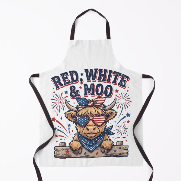 Item preview, 4th Of July Red White And Moo Patriotic Highland Cow Flag designed and sold by LittleNhutton.