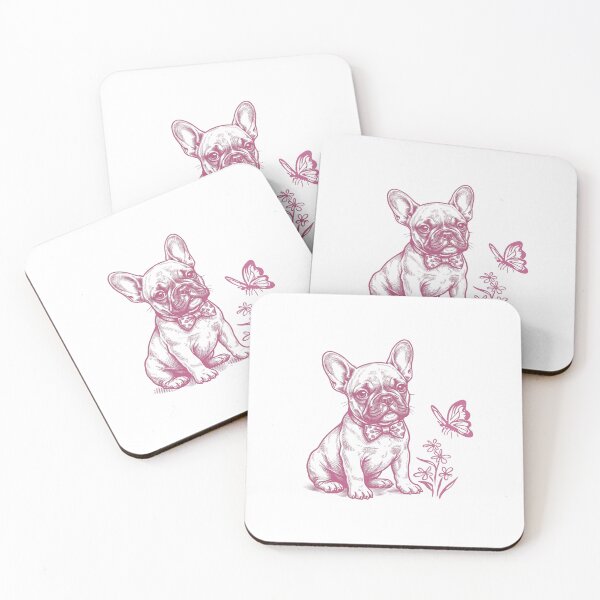 Item preview, French Bulldog Sketch — Cute Pink Puppy and Butterfly Linocut Style designed and sold by Colorful-Garden.