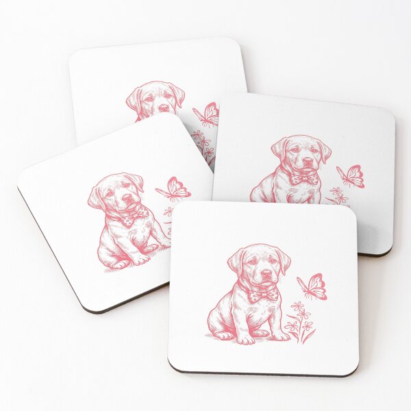 Item preview,  Labrador Sketch — Cute Pink Puppy and Butterfly Linocut Style designed and sold by Colorful-Garden.