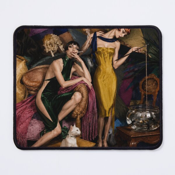 Item preview, Catching Goldfish - Art Deco Illustration Flapper Women Print for Vintage Art Lovers designed and sold by RickE.