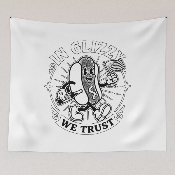 Item preview, In Glizzy We Trust Funny Hot Dog American Flag Retro Cartoon  designed and sold by graphixpolash.