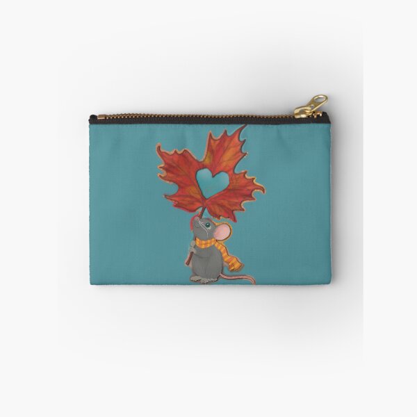 Item preview, Cute Autumn Mouse and Maple Leaf Heart designed and sold by ALGDoodles.