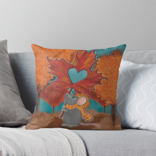 Item preview, Cute Autumn Mouse and Maple Leaf Heart designed and sold by ALGDoodles.