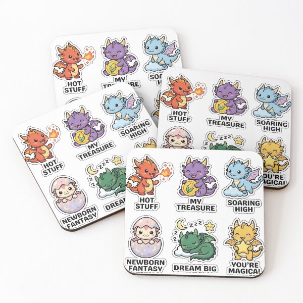 Item preview, Kawaii Baby Dragon Sticker Pack - Cute Mythical Creature & Fire Puns designed and sold by SimpleP.