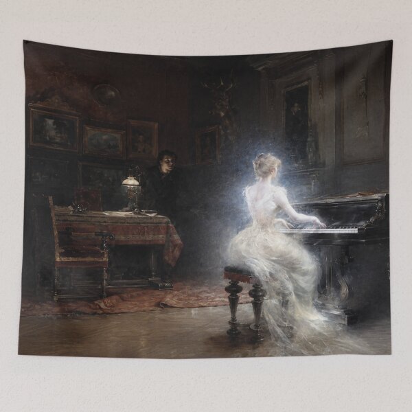 Item preview, Spirit by George Roux - Ghost Piano Painting Victorian Spirit Art for Gothic Decor Lovers designed and sold by RickE.