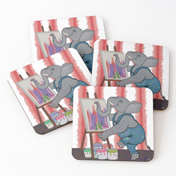 Item preview, Cute Painting Elephant Artist Illustration designed and sold by ALGDoodles.
