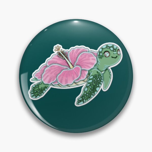 Item preview, Cute Hibiscus Sea Turtle Pink Floral Aesthetic designed and sold by Kaimarbe | Cute Stickers & Apparel.