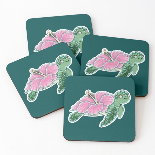 Item preview, Cute Hibiscus Sea Turtle Pink Floral Aesthetic designed and sold by Kaimarbe | Cute Stickers & Apparel.