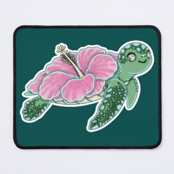 Item preview, Cute Hibiscus Sea Turtle Pink Floral Aesthetic designed and sold by Kaimarbe | Cute Stickers & Apparel.