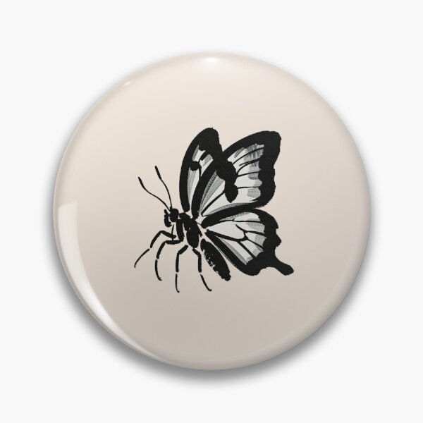 Item preview, A black ink brush sumi-e painting of a butterfly  designed and sold by 123ks.