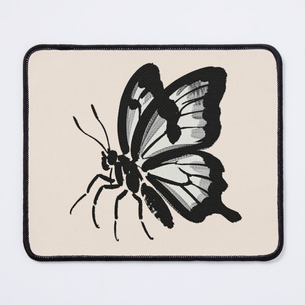 Item preview, A black ink brush sumi-e painting of a butterfly designed and sold by 123ks.