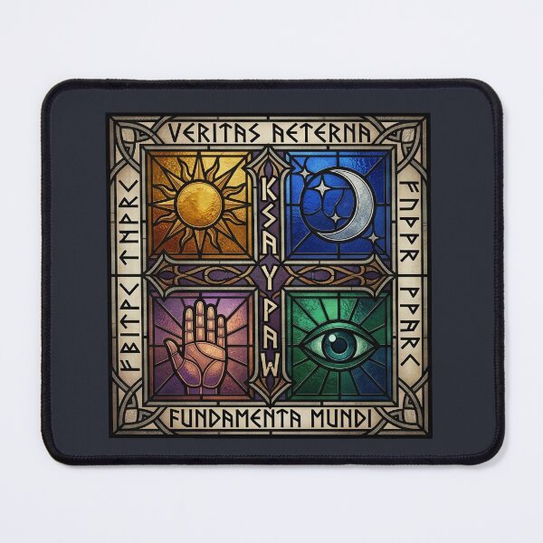 Item preview, Veritas Aeterna Fundamenta Mundi Stained Glass designed and sold by PerfectTerrible.