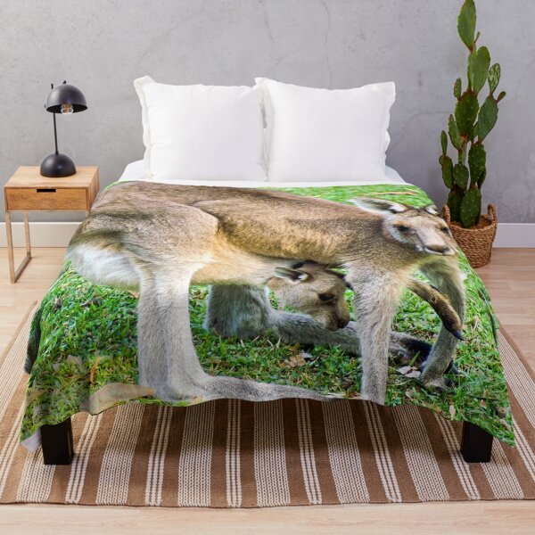 Item preview, Eastern Grey Kangaroo with Joey in Pouch | Mother & Baby Native Bushland Wildlife Australia Art designed and sold by Ross.A.Campbell.