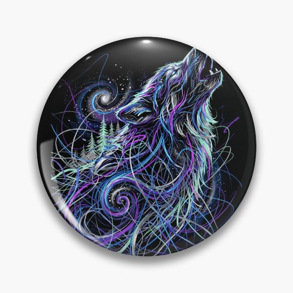 Item preview, Cosmic Howling Wolf Scribble Art designed and sold by BombasticPlanet.