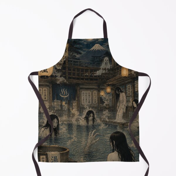 Item preview, Haunted Japanese Bathhouse Ukiyo-e Art Print | Ghost Onsen Yokai Horror Wall Art designed and sold by Vandy Fullam.