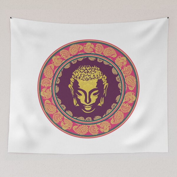 Item preview, Golden Buddha Silhouette Art - Indian Paisley Floral Mandala designed and sold by Art-PraveenRai.