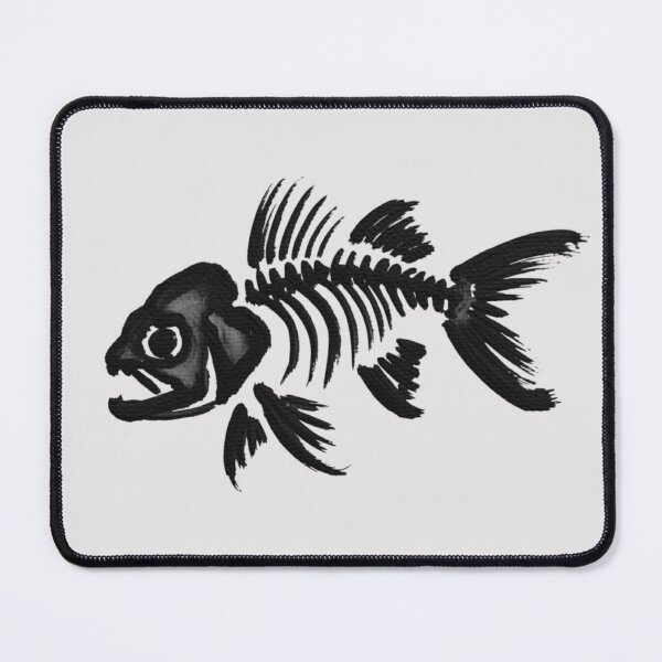 Item preview, A black ink brush sumi-e painting of a fish skeleton designed and sold by 123ks.