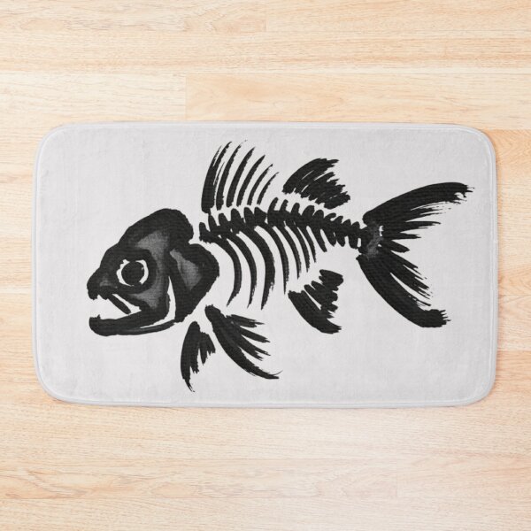 Item preview, A black ink brush sumi-e painting of a fish skeleton designed and sold by 123ks.