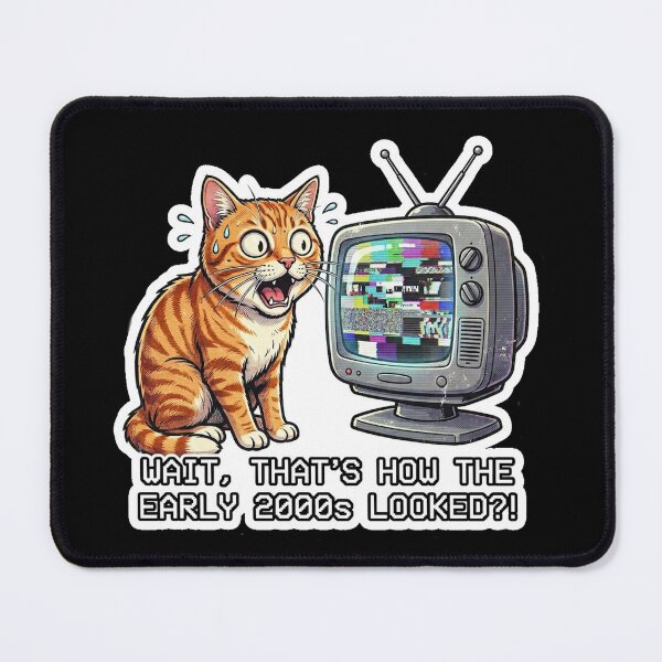 Item preview, Shocked Cat Early 2000s Nostalgia TV Meme Sticker designed and sold by Cat Meme Fund.