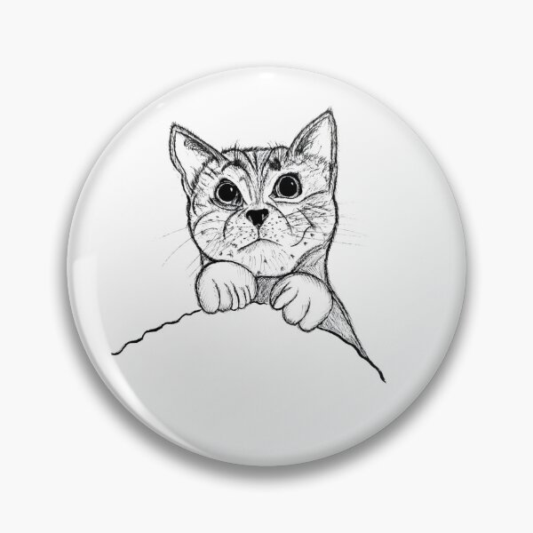 Item preview, Black and White Peeking Cat Illustration designed and sold by AsIceAndDesire.