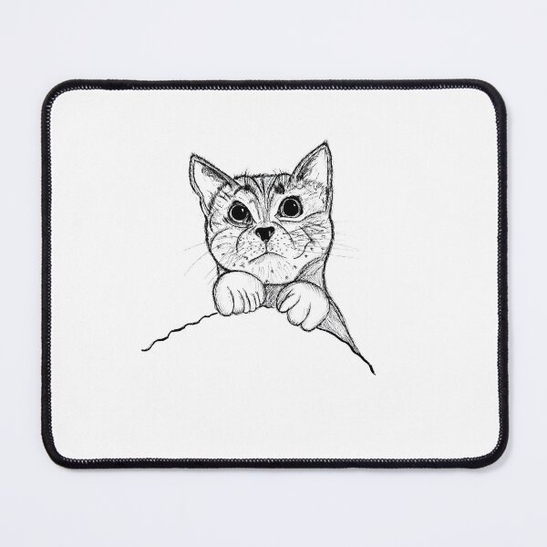 Item preview, Black and White Peeking Cat Illustration designed and sold by AsIceAndDesire.