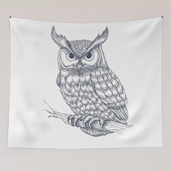 Item preview, Nocturnal Owl Mystical Ink Drawing designed and sold by Nocturnal Ink Studio.