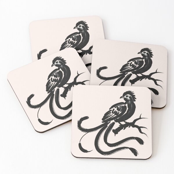 Item preview, A black ink brush sumi-e painting of a quetzal bird designed and sold by 123ks.